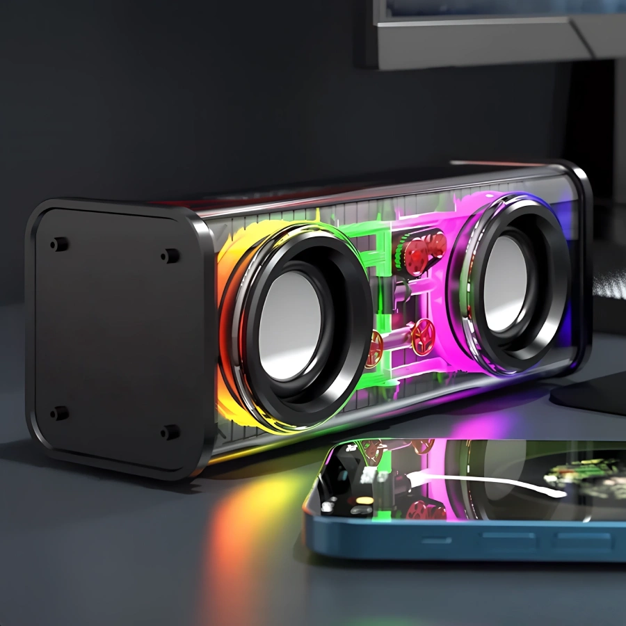 wispeaker altavoz cyber rgb transparente